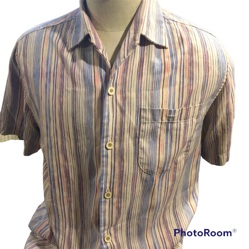 Tommy Bahama Striped Silk & Poly Camp Shirt in EUC Size Small Excellent